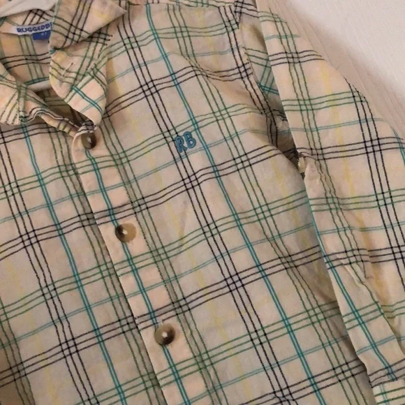 Boys rugged spring Easter butts plaid flannel long sleeve shirt - Picture 5 of 12